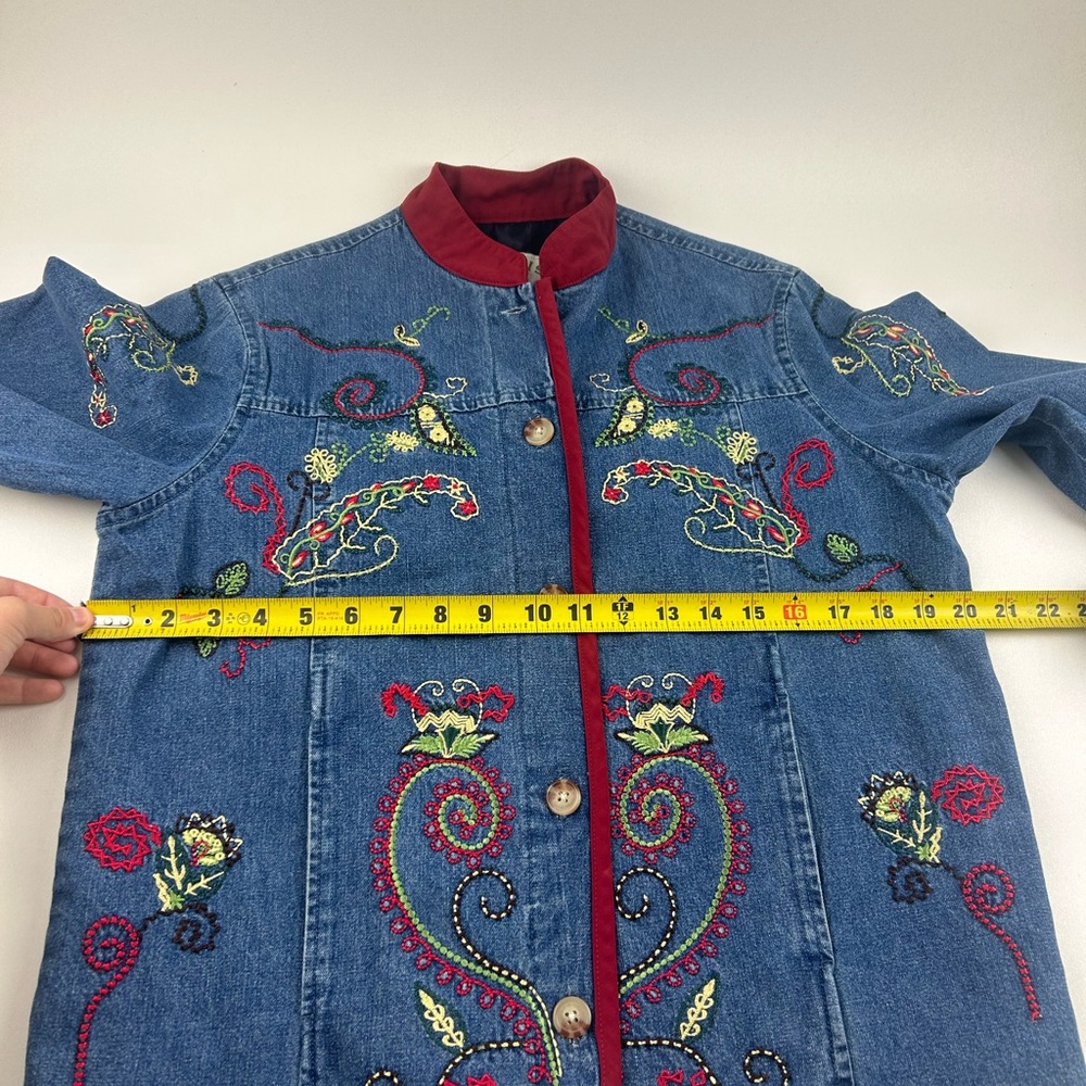 Orvis SZ S VTG WMNS Blue Washed Embroidered Button Front Pocket Denim Jacket - Picture 5 of 7